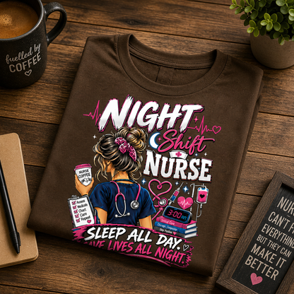 Night Shift Nurse Graphic T-Shirt ⭐