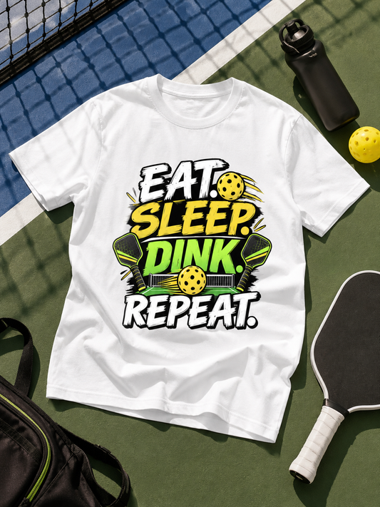 Eat Sleep Dink Repeat – Pickleball Graphic Essential Cotton T-Shirt
