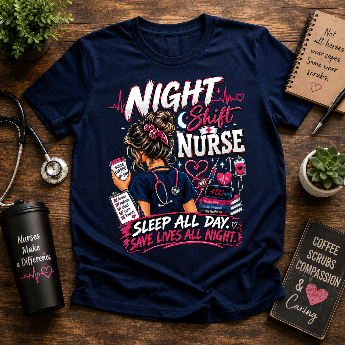 Night Shift Nurse Graphic T-Shirt ⭐