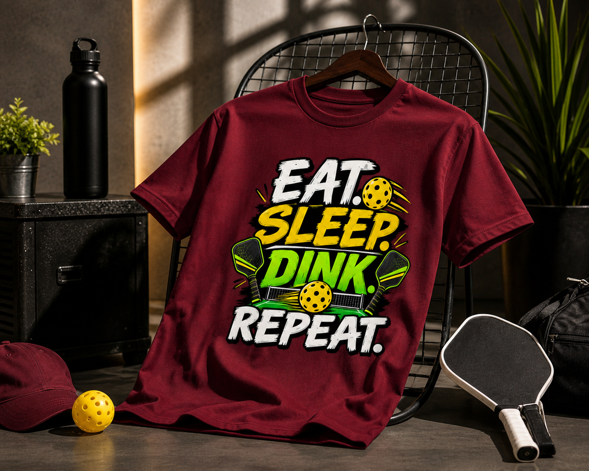 Eat Sleep Dink Repeat – Pickleball Graphic Essential Cotton T-Shirt