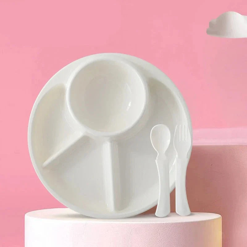 Assiette ronde pour enfants avec fourchette et cuillère