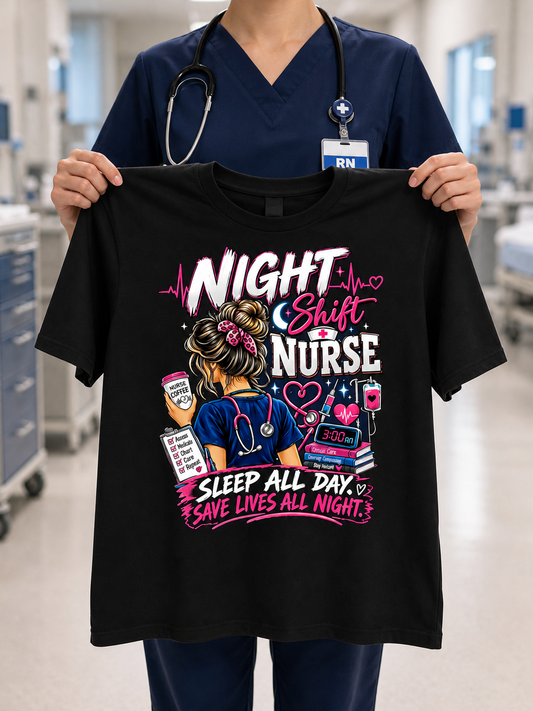 Night Shift Nurse Graphic T-Shirt ⭐