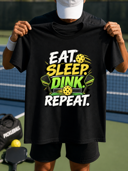 Eat Sleep Dink Repeat – Pickleball Graphic Essential Cotton T-Shirt