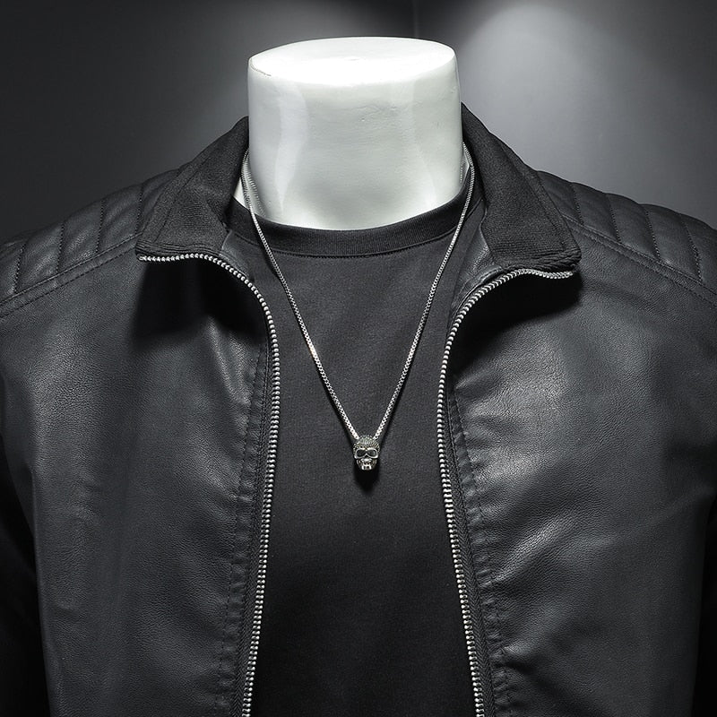 Veste en Cuir pour Homme Unie