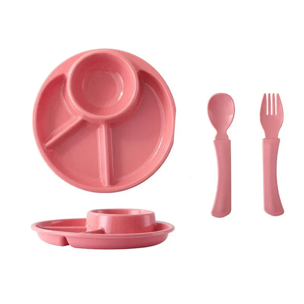 Assiette ronde pour enfants avec fourchette et cuillère